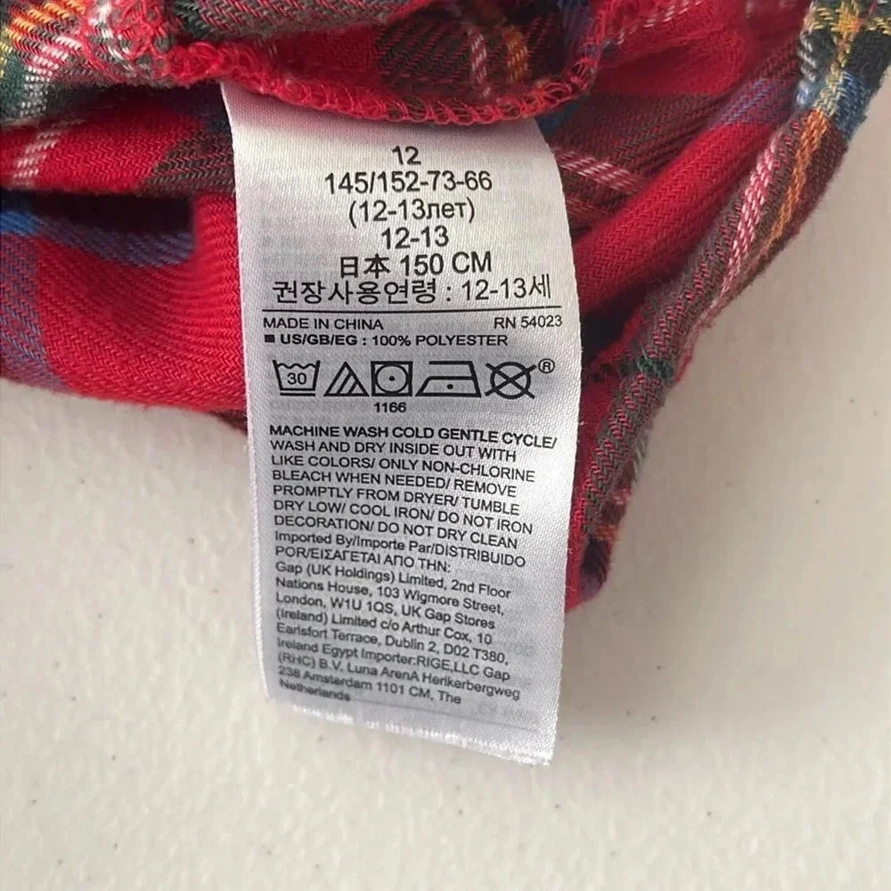 Gap Kids Plaid Button Up Pajama Top Only Size 12